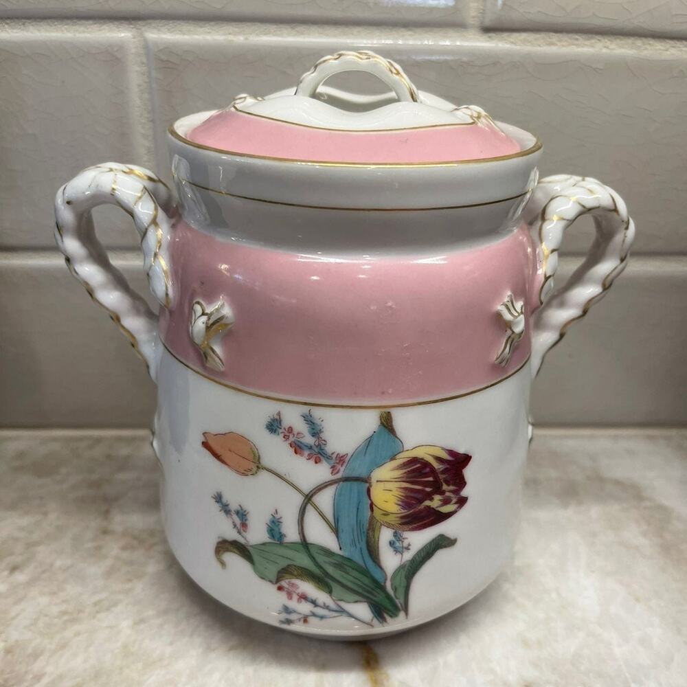 Limoges Haviland & co. sugar canister pink 6”